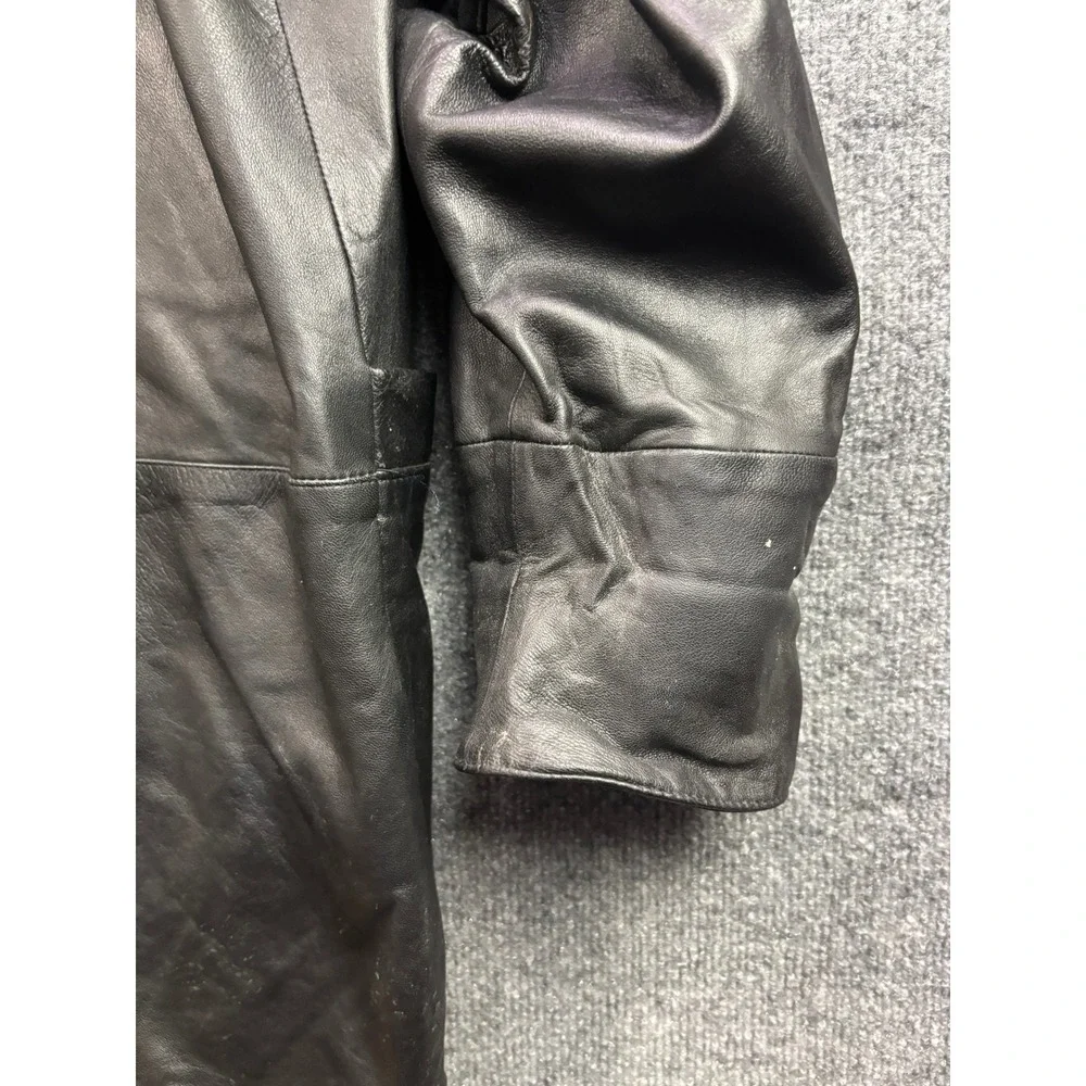 London Fog Leather Blazer Jacket Mens Medium Black Single Button Longline Coat